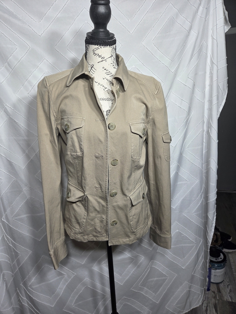 Peck & Peck Khaki Utility Jacket with Flap Pockets